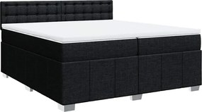 vidaXL fekete szövet rugós ágy matraccal 200 x 200 cm