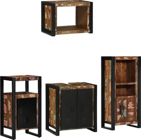 vidaXL Fürdőszoba bútor szett 4 pcs Szilárd Újrahasznosított Fa