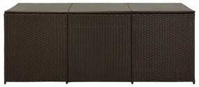 barna polyrattan kerti tárolóláda 180 x 90 x 70 cm