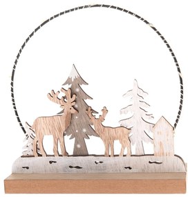 Fa karácsonyi dekoráció LED-es világítással Deerforest, 16 x 16 x 6 cm