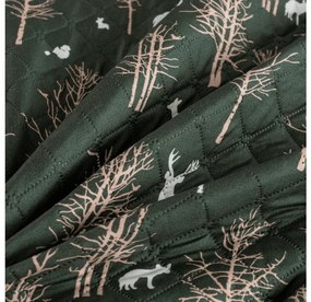 Ágytakaró OAK DEER mintával, sötétzöld Méret: 170 x 210 cm
