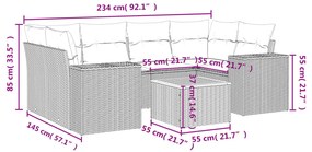 7 részes szürke polyrattan kerti ülőgarnitúra párnákkal