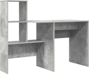 vidaXL Asztal polcokkal Beton Szürke 131,5 x 50 x 106,5 cm Faanyag