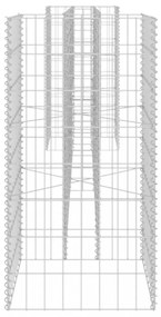 H alakú acéldrót virágtartó gabion 260 x 40 x 80 cm