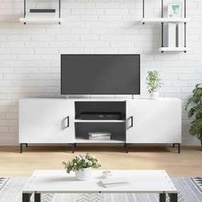 Fehér magasfényű műfa TV-szekrény 150x30x50 cm