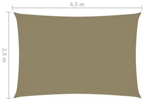 bézs téglalap alakú oxford-szövet napvitorla 2,5 x 4,5 m