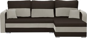 KOROS Kinyitható sarokkanapé Barna/bézs