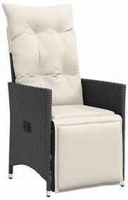 3 részes fekete polyrattan bisztrógarnitúra párnával