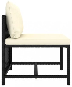 vidaXL 10 részes fekete polyrattan kerti bútorszett párnákkal