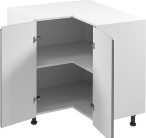 Alsó sarokszekrény, fehér/szürke extra magasfényű, AURORA D90N