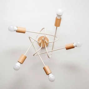 Felületre szerelhető csillár OXFORD 5xE27/15W/230V fenyő/krémszínű