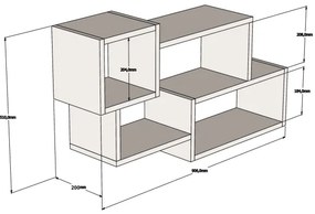 AFRO fali polc 51x90,6 cm fehér/barna