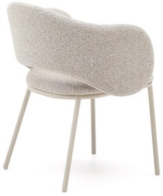 Elefántcsont színű kárpitozott étkezőfotel Maina – Kave Home