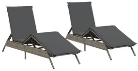 2 db világosszürke polyrattan napozóágy párnával