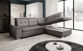 Kinyitható ülőgarnitúra, barnásszürke, jobbos, OREO ROH