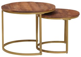 vidaXL Fészkelt Kávézó Asztalok 2 pcs Méz barna Tömör mangófa és acél