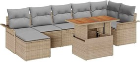 vidaXL Kerti Kanapé Szett tárolóval 8 pcs Bézs Poli rattan