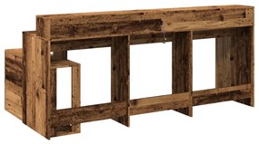 antik fa színű szerelt fa íróasztal LED-ekkel 200 x 104 x 91 cm