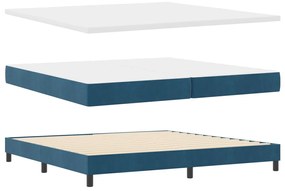 Boxspring Ágy Mattal Sötétkék 200x200 cm Bársony