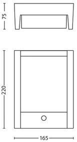 Philips 16461/93/16 - LED Kültéri lámpa érzékelővel ARBOUR LED/6W IP44