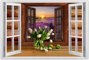 Poszterek 90x60 Rönkfal Virágok