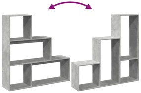 3 szintes betonszürke fa elválasztó könyvespolc 123x29x123 cm