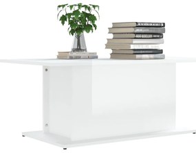 Magasfényű fehér szerelt fa dohányzóasztal 102x55,5x40 cm