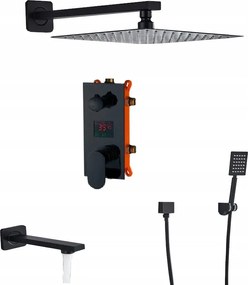 Süllyesztett Kijelző Kifolyócső Szett Matt Fekete