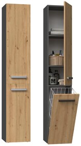 Riano MIX Nel IV fürdőszoba szekrény, 31x174x30 cm, antracit-tölgy