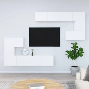 Fehér falra szerelhető szerelt fa TV-szekrény