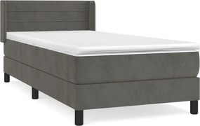 vidaXL sötétszürke bársony rugós ágy matraccal 80 x 200 cm
