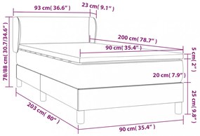 tópszínű szövet rugós ágy matraccal 90 x 200 cm