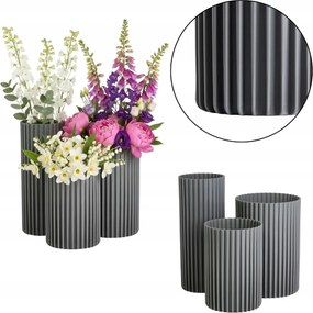 3 Db-os Szürke Váza Szett virágos kozmetikai kiegészítők tartó glam