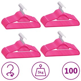 100 db rózsaszín csúszásmentes bársony ruhaakasztó