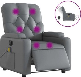 vidaXL szürke műbőr elektromos dönthető masszázsfotel