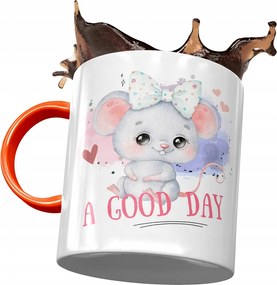 Narancssárga bögre egérrel Aranyos ajándék fényképes nyomtatással