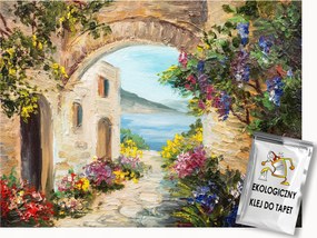 Fotótapéta Flizelina Utca Toszkána 3D Óváros Tenger 200x140 ragasztó