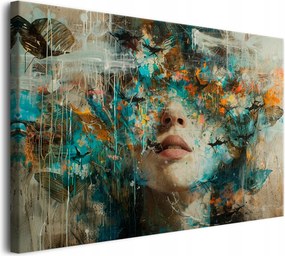 Faliképek a nappaliba Női portré vászonra Arc Száj 80x120