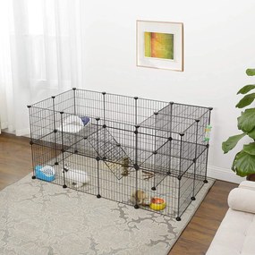 Fém ketrec, 2 emeletes fém kisállat járóka, testreszabható 143 x 71 x 73 cm