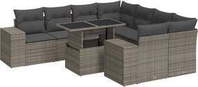 vidaXL 9 részes szürke polyrattan kerti ülőgarnitúra párnákkal