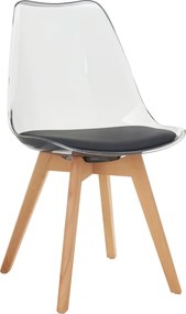 Szék, átlátszó fekete, akril/ekobőr/bükk, BALI 3 NEW