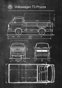 Poszter Volkswagen Transporter T3 Westfalia Pickup Retro Patent