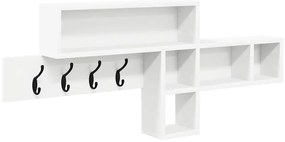 Fali Kabáthorog polcokkal Fehér 100 x 12 x 43.5 cm Faanyag