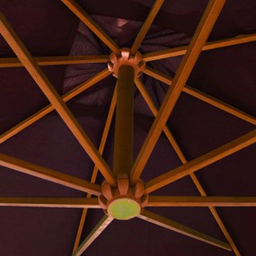bordó tömör fenyőfa függő napernyő rúddal 3 x 3 m
