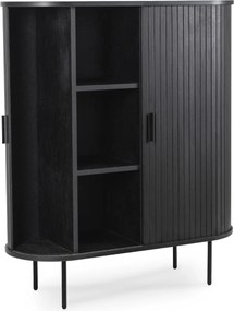 Kétajtós, tolóajtós komód 100 cm méretben, fekete színben TRISH