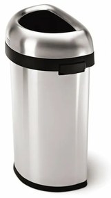 Nyitott félkör alakú kosár 60 l, matt acél, rozsdamentes acél