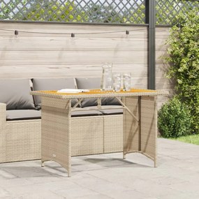 bézs polyrattan falapos kerti asztal 110x68x70 cm