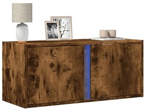 füstös tölgy színű fali TV-szekrény LED-ekkel 80x31x35 cm