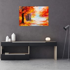 Kép - olajfestmény, színes ősz (90x60 cm)