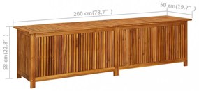 tömör akácfa kerti tárolóláda 200 x 50 x 58 cm